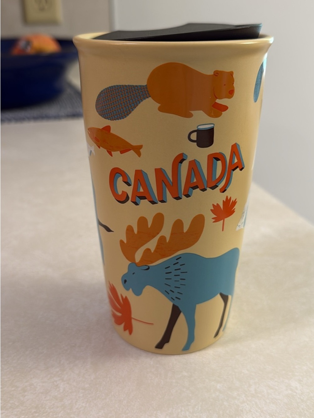 Starbucks Canada Themed Wild Life Ceramic Travel Tumbler Mug 12oz